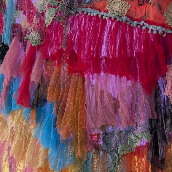 Colorful festival Boho Tulle Gypsy wrap lace Layer floral boho maxi skirt M L XL - Picture 9 of 12